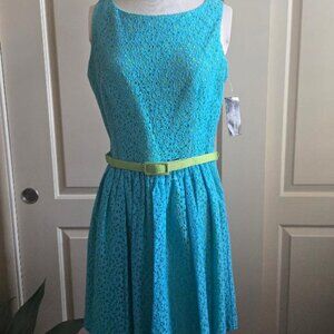 JESSICA HOWARD LACE OVERLAY BELTED DRESS WITH CUTOUT BACK  NWT SZ 12P